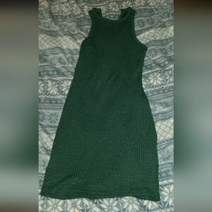 SHEIN Forest Green Textured Midi Dress